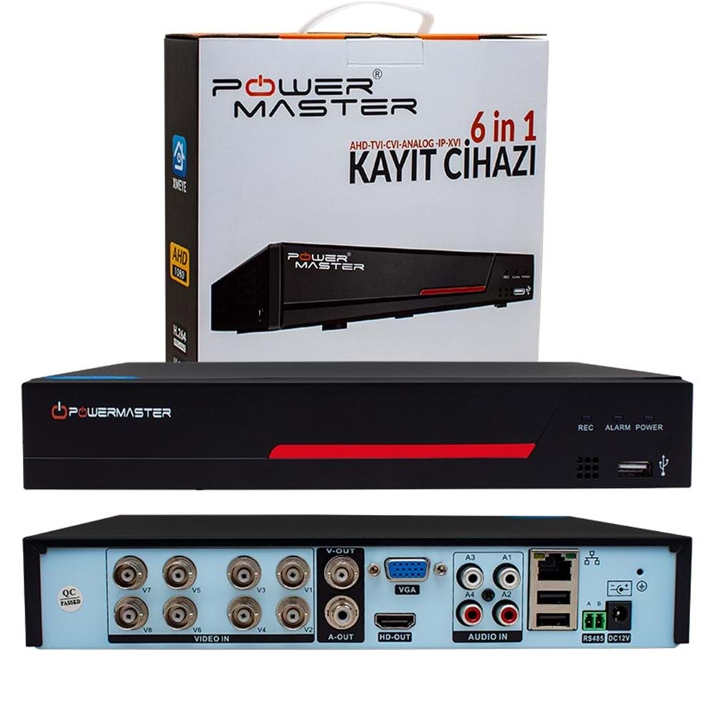 POWERMASTER PM-4407 8 KANAL 6IN1 5 MP DESTEKLİ DVR KAYIT CİHAZI (H265)