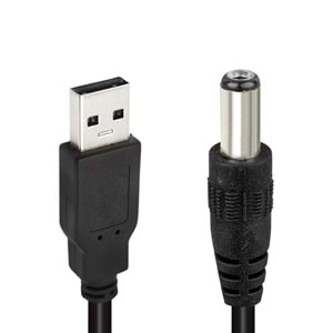 POWERMASTER USB ERKEK 5.5*2.1 UÇLU ADAPTÖR JACKLI 80 CM KABLO
