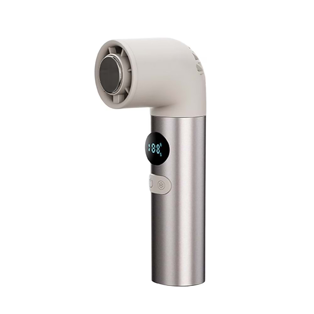 H27-Dyson Tarzı Şarjlı Mini El Fanı 100 Kademeli Dijital Göstergeli Turbo Buz Soğutmalı Taşınabilir Fan | 18.000 RPM,