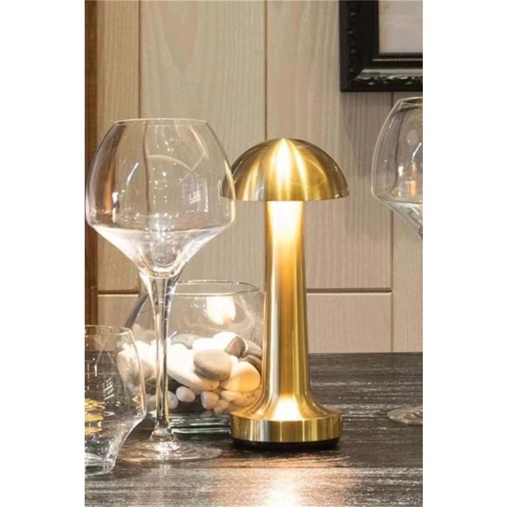 GVN-160-A Dokunmatik Mantar Masa Lambası 3 Işık Renkli Şarjlı Masa Lambası Metal Ürün