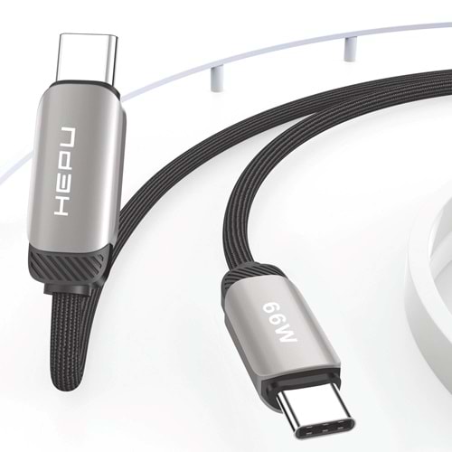 HEPU HP-501 Type-C to Type-C Kablo – 66W Turbo Hızlı Şarj, 1 Metre