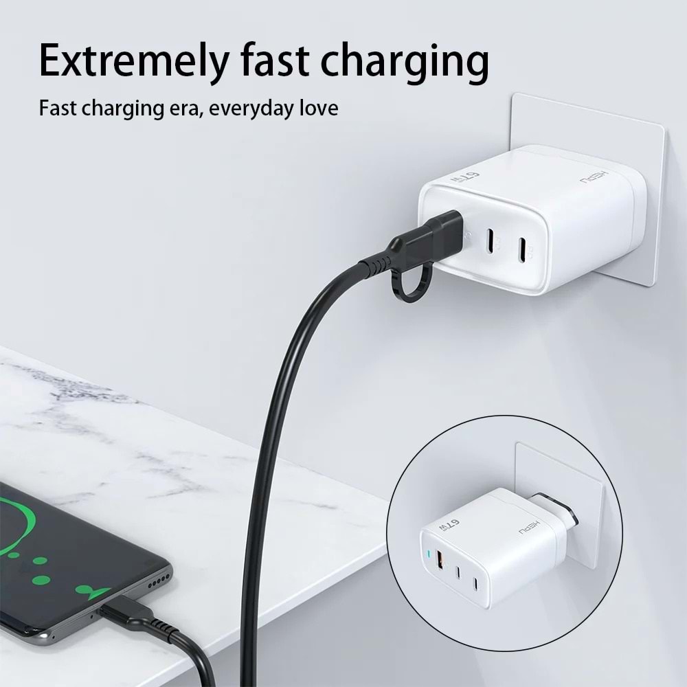 HEPU HP-C32 67W USB-C GaN Güç Adaptörü –Type-C Kablo Dahildir