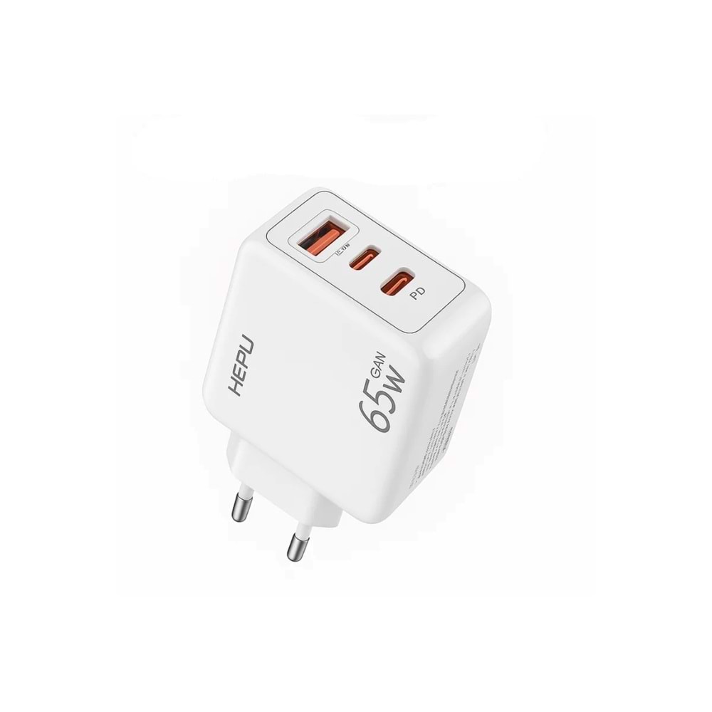 HEPU HP-C37 65W USB-C GaN Güç Adaptörü – Kompakt Tasarım, Akıllı Dağıtım (Type-C Kablo Dahildir)
