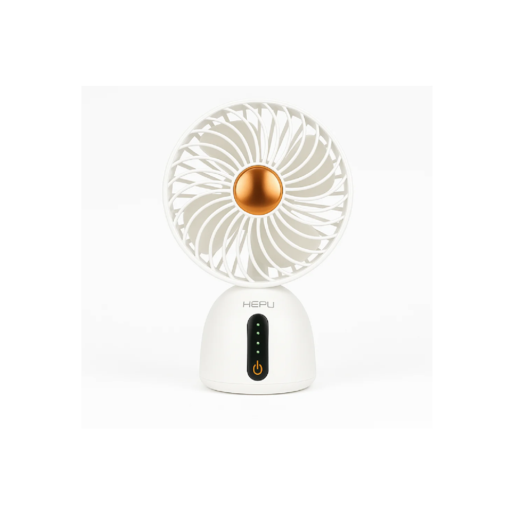 HEPU HP-F07 USB Şarjlı Sessiz Masaüstü Mini Fan – 360° Ayarlanabilir Gövde