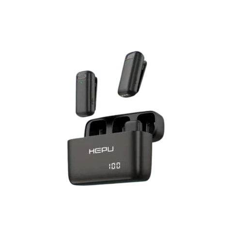 HEPU HP-K6 Kablosuz Mikrofon Seti – 2'li Mikrofon + LED Ekranlı Şarj Kutusu