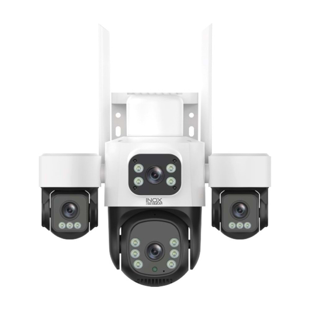 INOX-X114 4X3MP Dört Lensli Wifi Ptz Kamera Beyaz Renkli Su Geçirmez Tüm Mekanlar İçin
