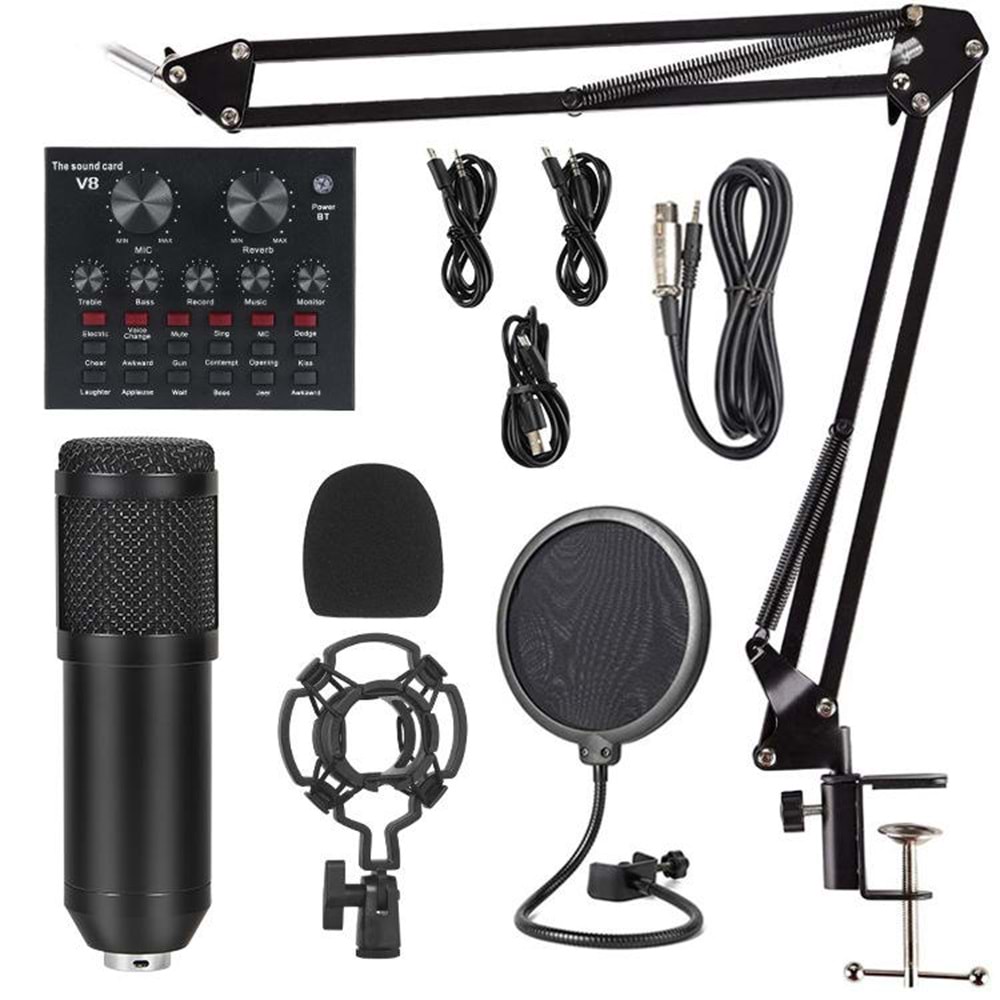 LY-1001 Kablolu Karaoke Condenser Mikrofon Profesyonel Telefon Tablet Masaüstü Kayıt Mikrofono