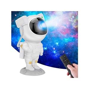 Buffer® Uzaktan Kumandalı ve Zamanlayıcılı Farklı Renk Işık Modlu Astronot Projektör Gece Lambası