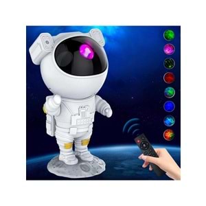 Buffer® Uzaktan Kumandalı ve Zamanlayıcılı Farklı Renk Işık Modlu Astronot Projektör Gece Lambası