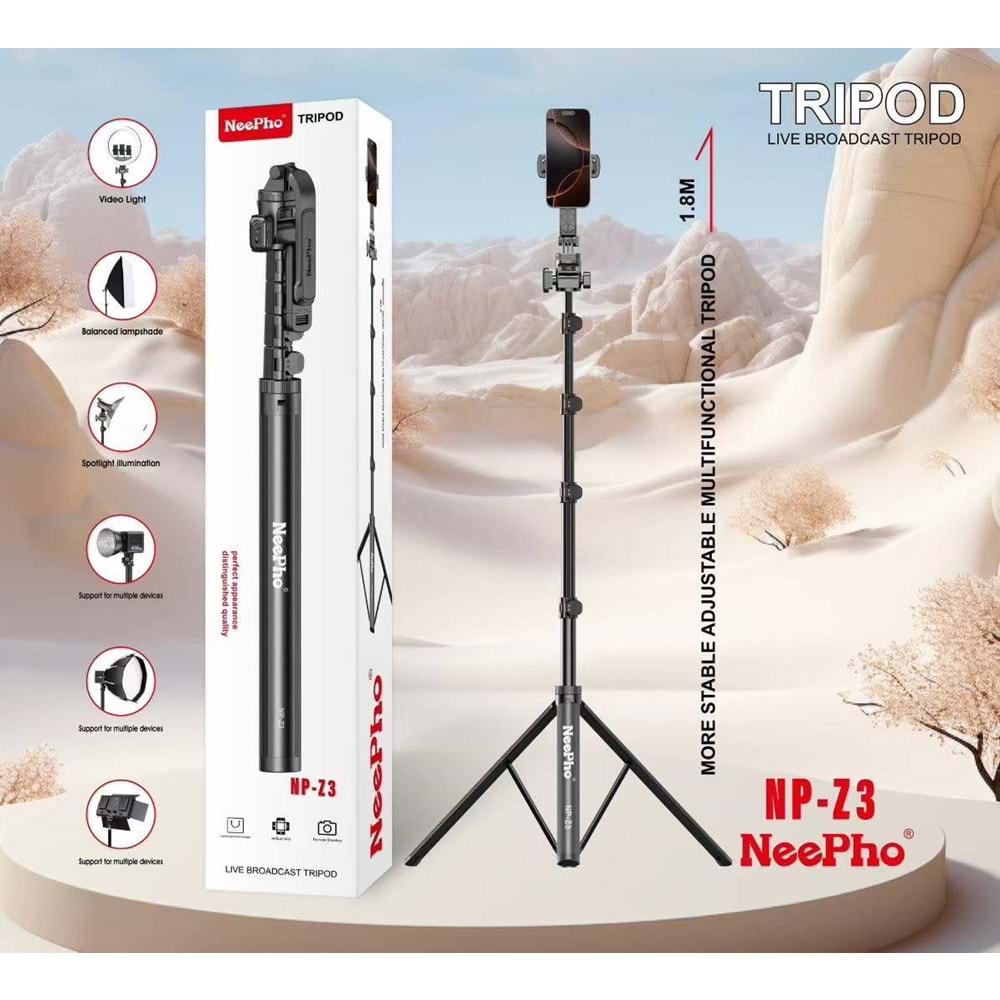 Neepho NP-Z3 Profesyonel Tripod 180 CM – Mükemmel Çekim