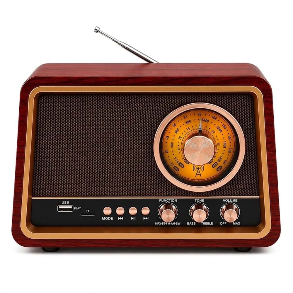 GLR R-2099BT Nostaljik Görünümlü Bluetooth Radyo Hoparlör