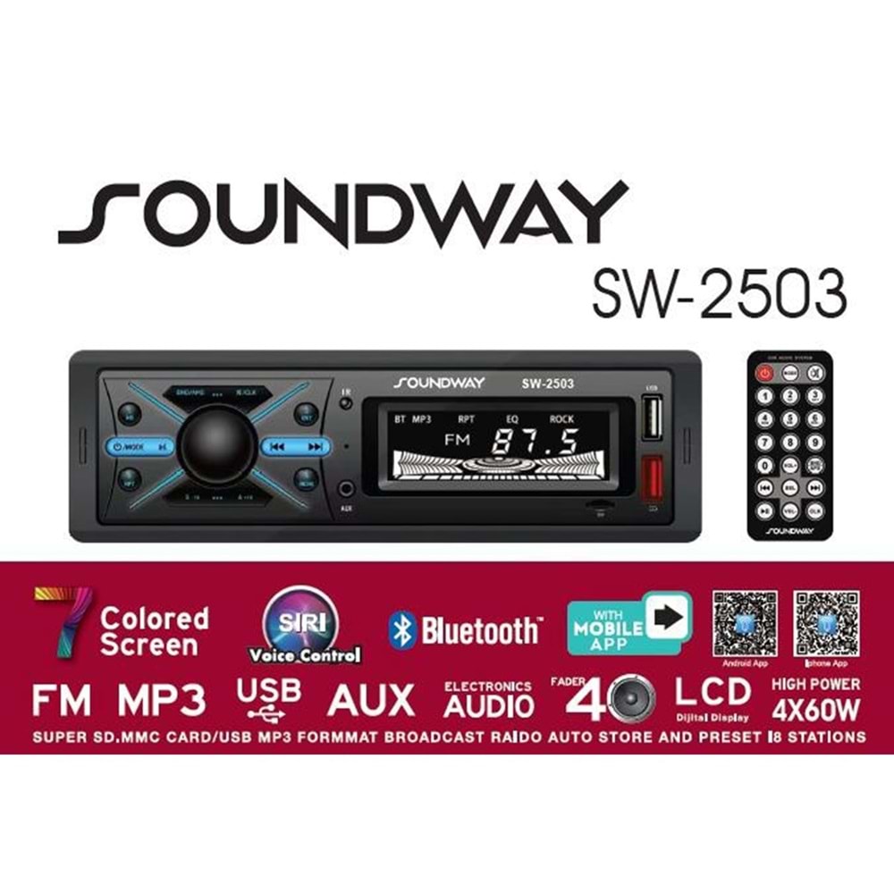 SOUNDWAY SW-2503 BLUETOTH OTO TEYP
