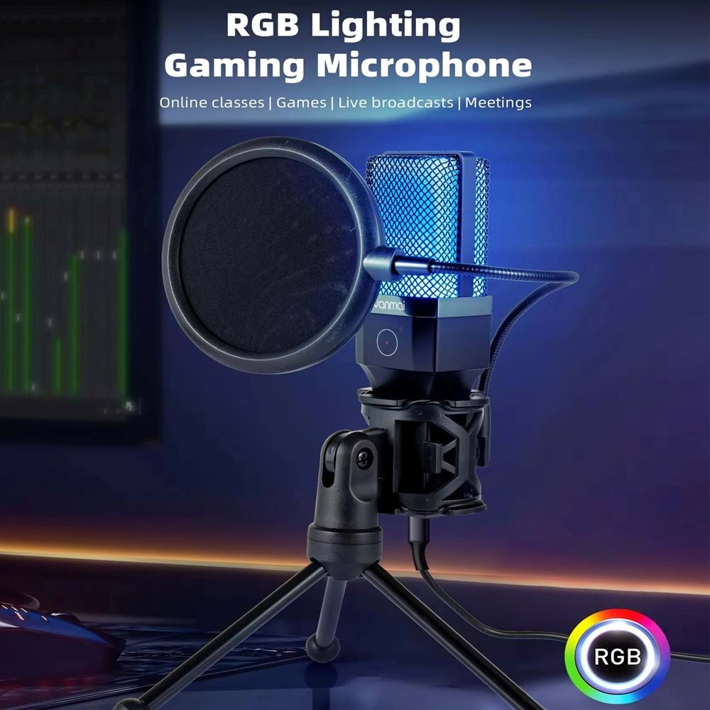 YANMAİ X1R USB KABLOLU RGB OYUN MİKROFONU