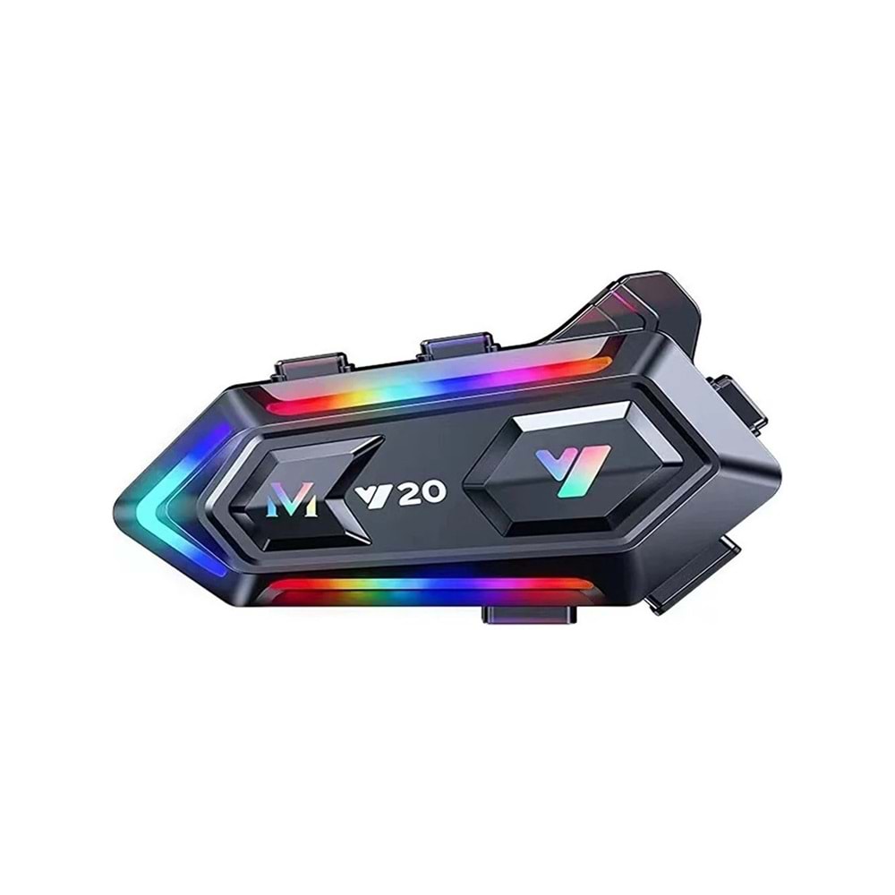 Y20 Motor Kurye Kask Kulaklık Rgb Modlu Bluetooth Motosiklet Kulaklık 5.3 Bluetooth Interkom
