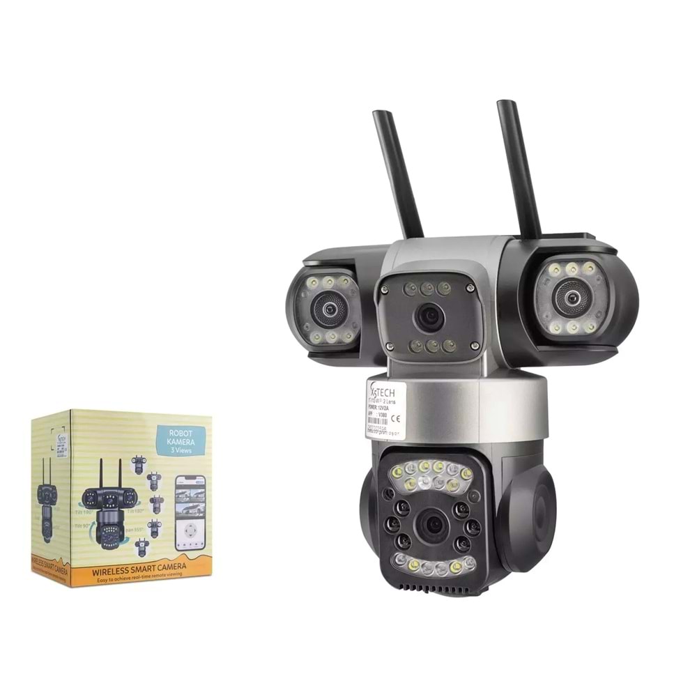 X5-Tech Yt-112Wf Ip Wifi Kamera 2*2Mp Lens V380 Siyah